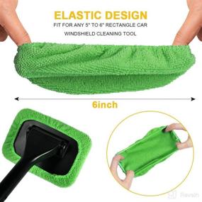 img 1 attached to 🚗 eFuncar Car Care Microfiber Cloths: 5 Pack for Windshield Cleaning Tool, Glass Cleaning Bonnets, Interior Window Cleaner Washing Pads - Green, 5 Inch