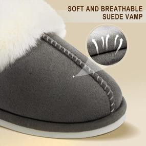 img 3 attached to Women'S Fuzzy Warm Slippers | Memory Foam, Cozy Plush & Anti-Slip For Indoor/Outdoor Winter