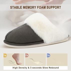 img 1 attached to Women'S Fuzzy Warm Slippers | Memory Foam, Cozy Plush & Anti-Slip For Indoor/Outdoor Winter