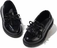 kidsun toddler girl's/boy's oxford dress shoes, comfort lace-up school uniform flats (toddler/little kid) logo