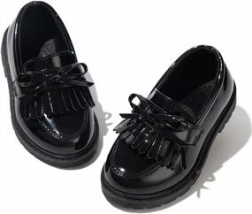img 4 attached to KIDSUN Toddler Girl'S/Boy'S Oxford Dress Shoes, Comfort Lace-Up School Uniform Flats (Toddler/Little Kid)