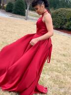 img 1 attached to A-Line Satin Prom Dress With Beaded Halter Neckline, Long Formal Gown For Women With Convenient Pockets review by Martin Masaniai