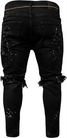 img 2 attached to CHARTOU Мужские рваные джинсовые брюки с забрызгиванием краской, застежкой-молнией и зауженными штанинами