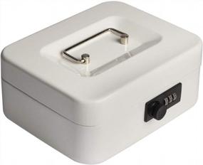 img 4 attached to Decaller Combination Lock Cash Box - Secure Metal Money Box With Tray, Small Size 7.8" X 6.8" X 3.6" In White