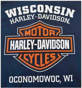 img 1 attached to 🏍️ Harley-Davidson Men's Navy Pullover Sweatshirt, Orange Bar & Shield Design - SKU 30291742