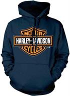 🏍️ harley-davidson men's navy pullover sweatshirt, orange bar & shield design - sku 30291742 logo