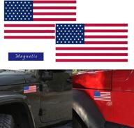 🚗 2-pack vidigi reflective american flag car magnets - removable waterproof decal for suvs, trucks - heavy duty magnetic bumper sticker with reflective line - 7.5 x 4.2 inches - red, white, blue логотип