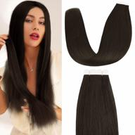 get flawless and natural hair with vlasy tape in human hair extensions -16 inch chocolate brown mini tapes - 20 pieces perfect for long hair black women logo