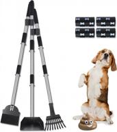 набор topmart dog pooper scooper: алюминиевый лоток, грабли и лопата, длинные стальные шесты - прост в использовании для собак малого и среднего размера логотип