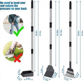 img 3 attached to Topmart Dog Pooper Scooper Set: Aluminum Tray, Rake & Spade, Long Steel Poles - Easy To Use For Small-Medium Dogs