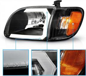img 2 attached to LED Tube Black Headlight And Corner Lamp Set For 2000-2004 Toyota Tundra Regular Access Cab C-Type - Driver And Passenger Side By AmeriLite