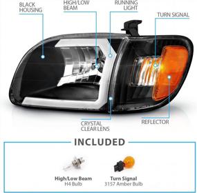 img 1 attached to LED Tube Black Headlight And Corner Lamp Set For 2000-2004 Toyota Tundra Regular Access Cab C-Type - Driver And Passenger Side By AmeriLite