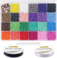 eutenghao 8400pcs 4mm 24 colors multicolor glass seed beads kit for diy bracelet necklaces jewelry making supplies with two crystal string logo
