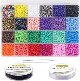 img 4 attached to EuTengHao 8400Pcs 4Mm 24 Colors Multicolor Glass Seed Beads Kit For DIY Bracelet Necklaces Jewelry Making Supplies With Two Crystal String