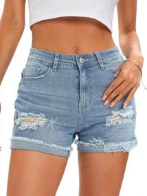 img 4 attached to Womens Stylish Ripped Denim Shorts For Comfortable And Fashionable Look