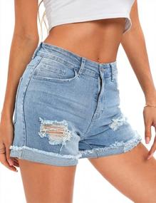 img 3 attached to Womens Stylish Ripped Denim Shorts For Comfortable And Fashionable Look