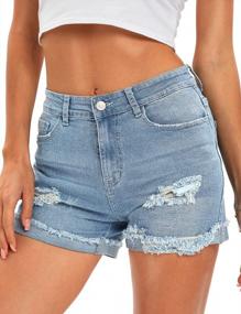 img 1 attached to Womens Stylish Ripped Denim Shorts For Comfortable And Fashionable Look