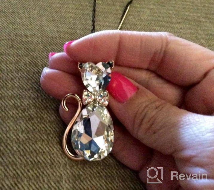 img 1 attached to Rigant Gold Plated Heart Cut & Teardrop Swarovski Elements Crystal Bow Tie Cat Animal Pendant Long Chain Necklace - Elegant Jewelry Statement Piece review by Rick Malloy
