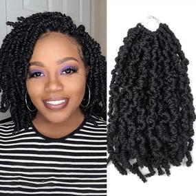 img 4 attached to 3 Packs Short Curly Spring Pre-Twisted Braids Synthetic Crochet Hair Extensions 10 Inch 15 Strands/Pack Ombre Crochet Twist Braids Fiber Fluffy Curly Twist Braiding Hair Bulk (10“ (Pack Of 3), 1B#)