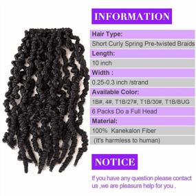 img 2 attached to 3 Packs Short Curly Spring Pre-Twisted Braids Synthetic Crochet Hair Extensions 10 Inch 15 Strands/Pack Ombre Crochet Twist Braids Fiber Fluffy Curly Twist Braiding Hair Bulk (10“ (Pack Of 3), 1B#)