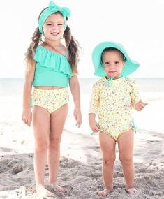 img 1 attached to RuffleButts® Cropped Peplum Tankini 2 Piece Swimsuit for Baby/Toddler Girls with Ruffles