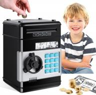 gudoqi piggy bank, electronic money bank, safe mini atm cash coin can, auto scroll paper money saving box, great birthday gifts for kids, black logo