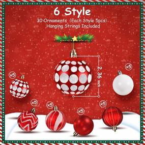 img 2 attached to Red White 60Mm/2.36" Christmas Ball Ornaments - 30PCS Xmas Tree Hanging Decorations For Holiday Wedding Party
