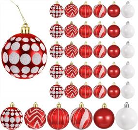 img 4 attached to Red White 60Mm/2.36" Christmas Ball Ornaments - 30PCS Xmas Tree Hanging Decorations For Holiday Wedding Party