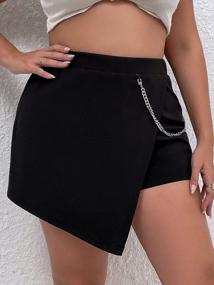 img 2 attached to Chain Strap Asymmetrical Hem Skort Shorts With Wrap Detail For Plus Size Women By WDIRARA
