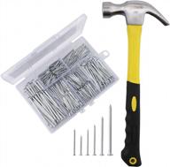 complete 376pcs hardware nails assortment kit with 2" nails and 8oz claw hammer: perfect for picture hanging, finishing, wall and wood nails. logo
