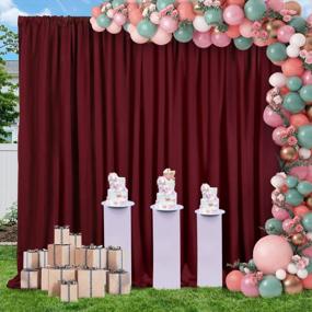 img 3 attached to Burgundy Backdrop Curtains For Parties 2 Pieces 5Ft X 10Ft Polyester Backdrop Curtains For Wedding Birthday
