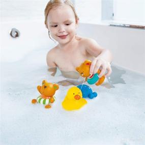 img 3 attached to 🐻 Hape Kids Teddy Swimmer Little Splashers Wind-Up Bath Toy with Water Play Fun