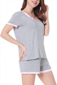 img 2 attached to Aoymay Women'S V-Neck Pajama Set Short Sleeve Sleepwear Ladies Loungewear Nightgowns