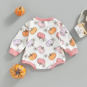 img 2 attached to Pumpkin Patch Cutie: Adorable Unisex Halloween Sweatshirt Romper With Extra-Long Sleeves And Onesie Design | Perfect Fall Baby Clothes
