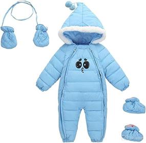 img 4 attached to Winter Hooded Snowsuit Jumpsuit Puffer Apparel & Accessories Baby Boys ~ Clothing