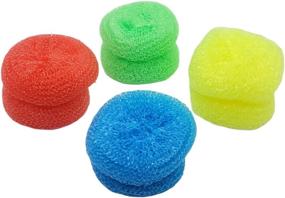 img 1 attached to 🧽 Efficient Non-Scratch Nylon All Surface Dish Scouring Pads - 8 Pad Pack in Random Colors