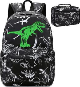 img 4 attached to Kindergarten Boy's School Backpack with Lunch Box - Dinosaur Themed Toddler BookBag for Preschool and Kindergarten, Luminous Design