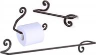 rtzen bathroom accessories set: chic wrought iron hand & body towel bars with a stylish toilet paper holder logo