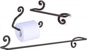 img 4 attached to RTZEN Bathroom Accessories Set: Chic Wrought Iron Hand & Body Towel Bars With A Stylish Toilet Paper Holder