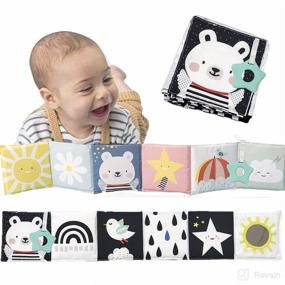 img 4 attached to 📚 High Contrast Baby Soft Cloth Book - Baby Steps Angel Bear | Black White Colorful | Tummy Time Toys, Baby Safe Mirror, Teether | Early Educational Sensory Activity for Infants & Toddlers | 0-3 Yrs Newborn Crib