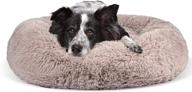 🐶 joejoy calming dog bed and cat bed donut - ideal for small and medium dogs, indoor cats - anxiety cuddler round fur bed for puppies and kitties - soft plush, machine washable - 20" x 23 logo