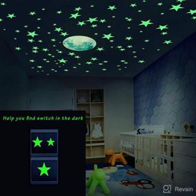 img 1 attached to 🌟 HORIECHALY Glow in The Dark Stars Wall Stickers: 442 Realistic Adhesive Stars & Full Moon - Shining Decoration for Girls and Boys Room - Beautiful Wall Decals (2 Sets)