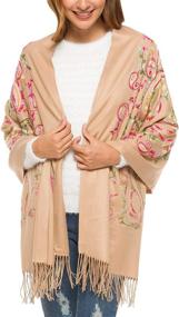 img 3 attached to Womens Embroidered Oversize Tassel Shawl Women's Accessories in Scarves & Wraps