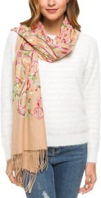 img 1 attached to Womens Embroidered Oversize Tassel Shawl Women's Accessories in Scarves & Wraps