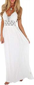img 4 attached to LILBETTER Bohemian Halter Maxi Dress For Women With Crochet Back And Beach Style