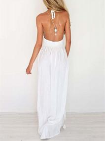 img 3 attached to LILBETTER Bohemian Halter Maxi Dress For Women With Crochet Back And Beach Style