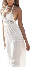 img 2 attached to LILBETTER Bohemian Halter Maxi Dress For Women With Crochet Back And Beach Style