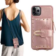 zve iphone 11 pro max wallet case with credit card holder - rose gold: stylish crossbody case for apple iphone 11 pro max, 6.5 inch logo