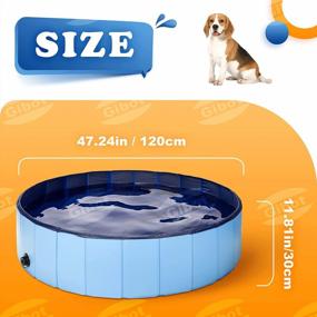 img 3 attached to Gibot Складной бассейн для собак - пластиковый детский бассейн 47,2 x 11,8 дюймов для собак, кошек и детей, с полотенцем для домашних животных в комплекте