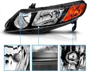 img 1 attached to 2006-2011 Honda Civic Sedan 4 Door/Hybrid AmeriLite JDM Black Headlight Replacement - Driver & Passenger Side